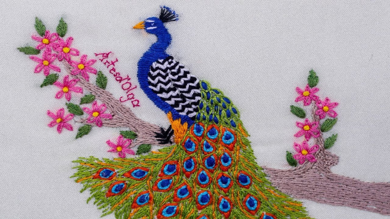 Peacock Hand Embroidery Pattern Hand Embroidery Peacock Bordados A Mano Pavo Real Artesdolga