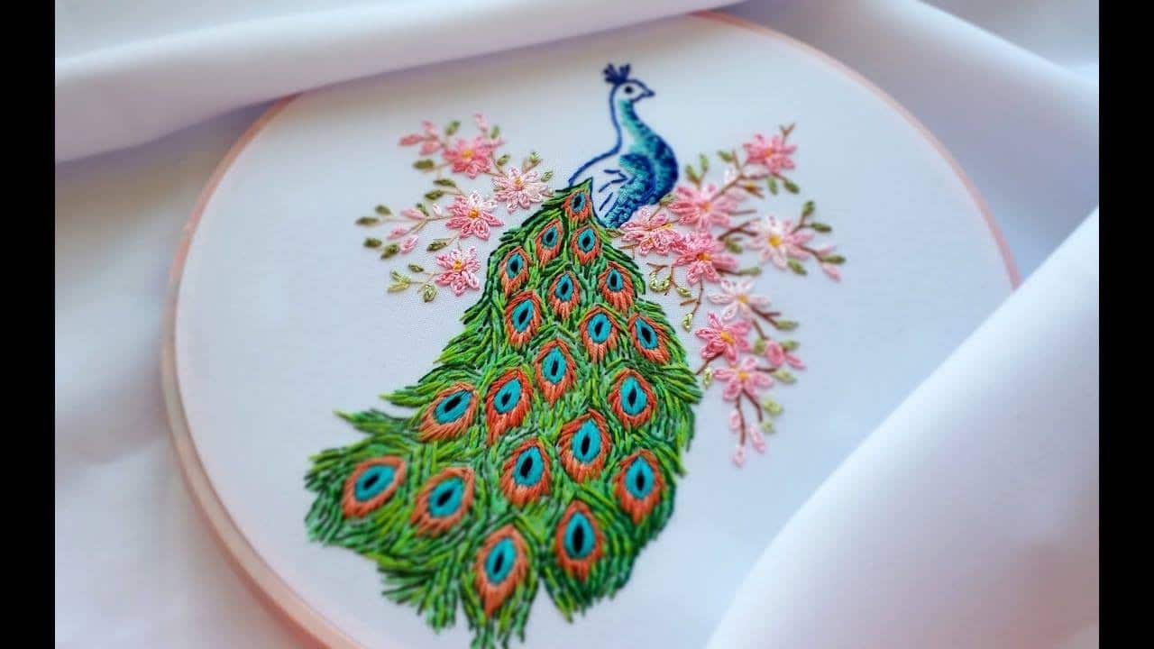 Peacock Hand Embroidery Pattern How To Do Hand Embroidery Peacock Simple Craft Ideas