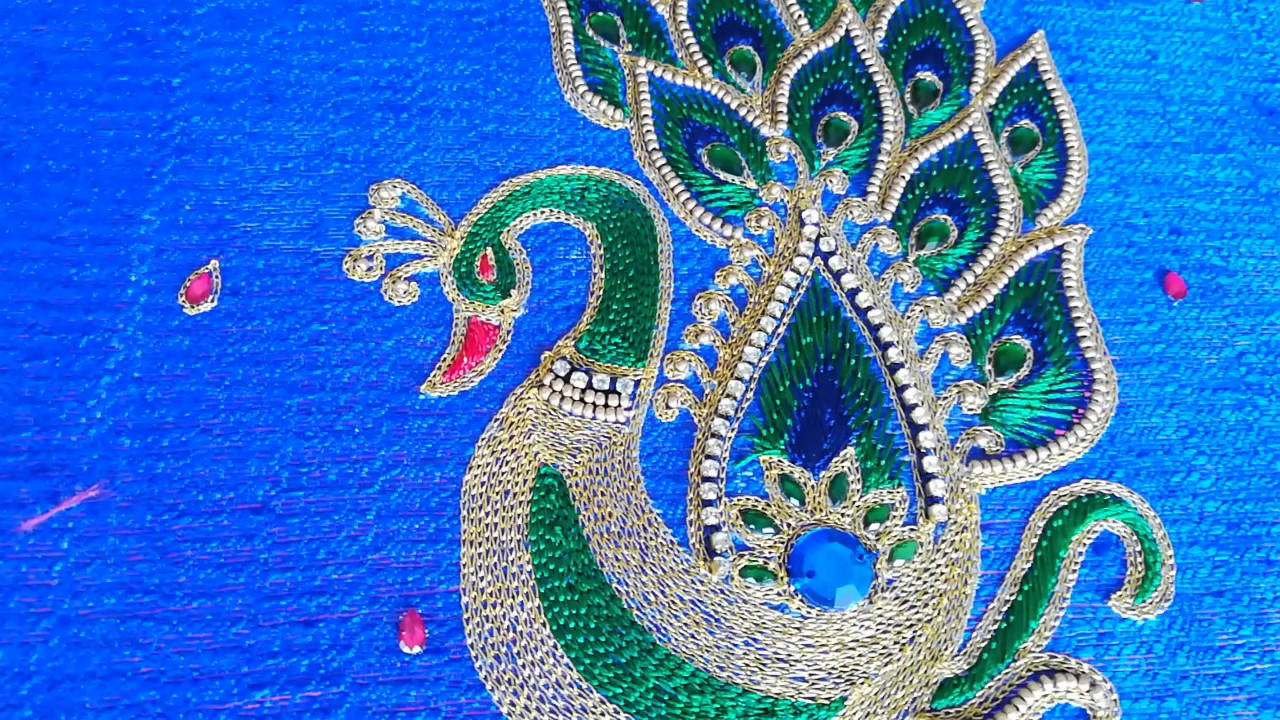 Peacock Hand Embroidery Pattern Peacock Hand Embroidery Design Angalakruthi Bangalore Boutique