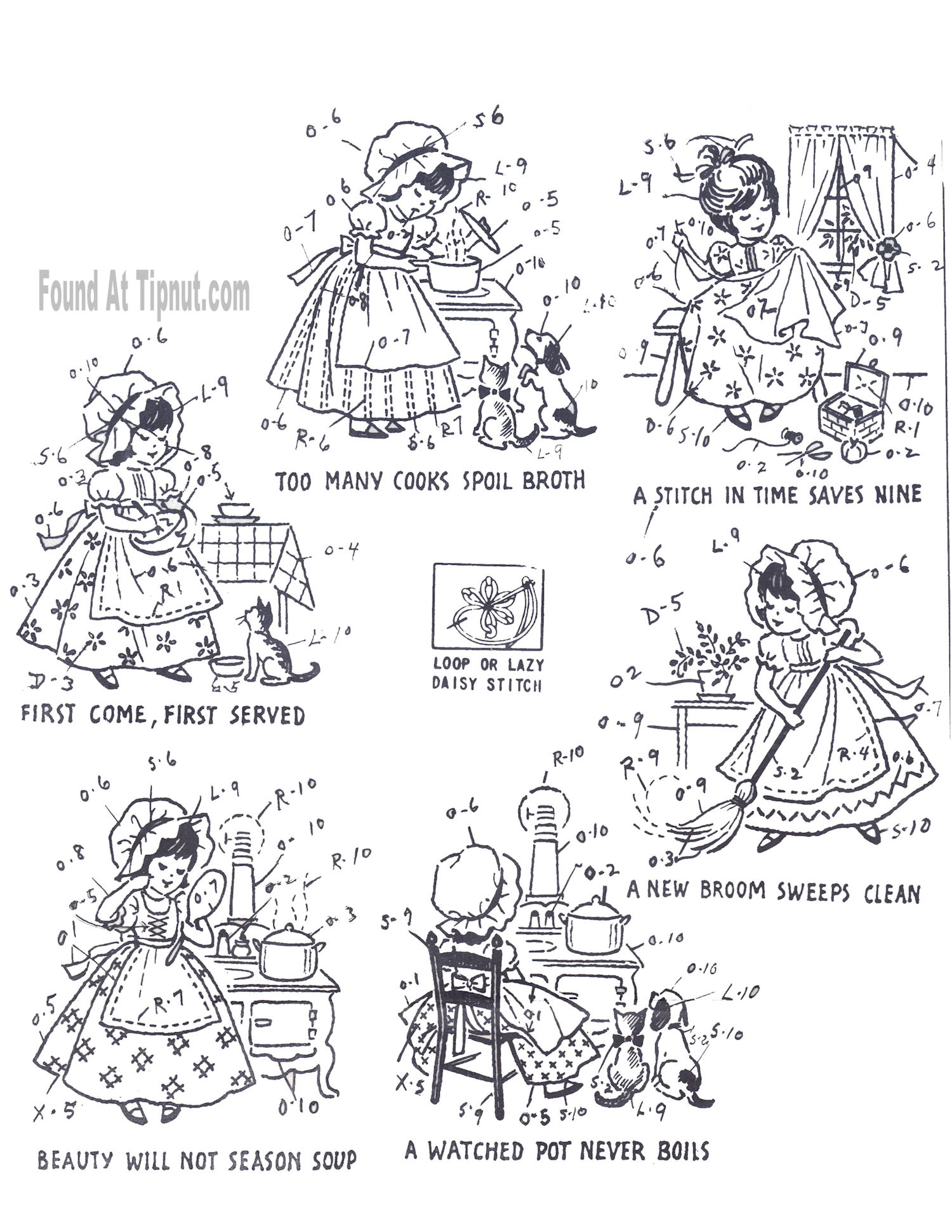 Retro Embroidery Patterns Kitchen Proverbs Embroidery Patterns Complete Set Tipnut