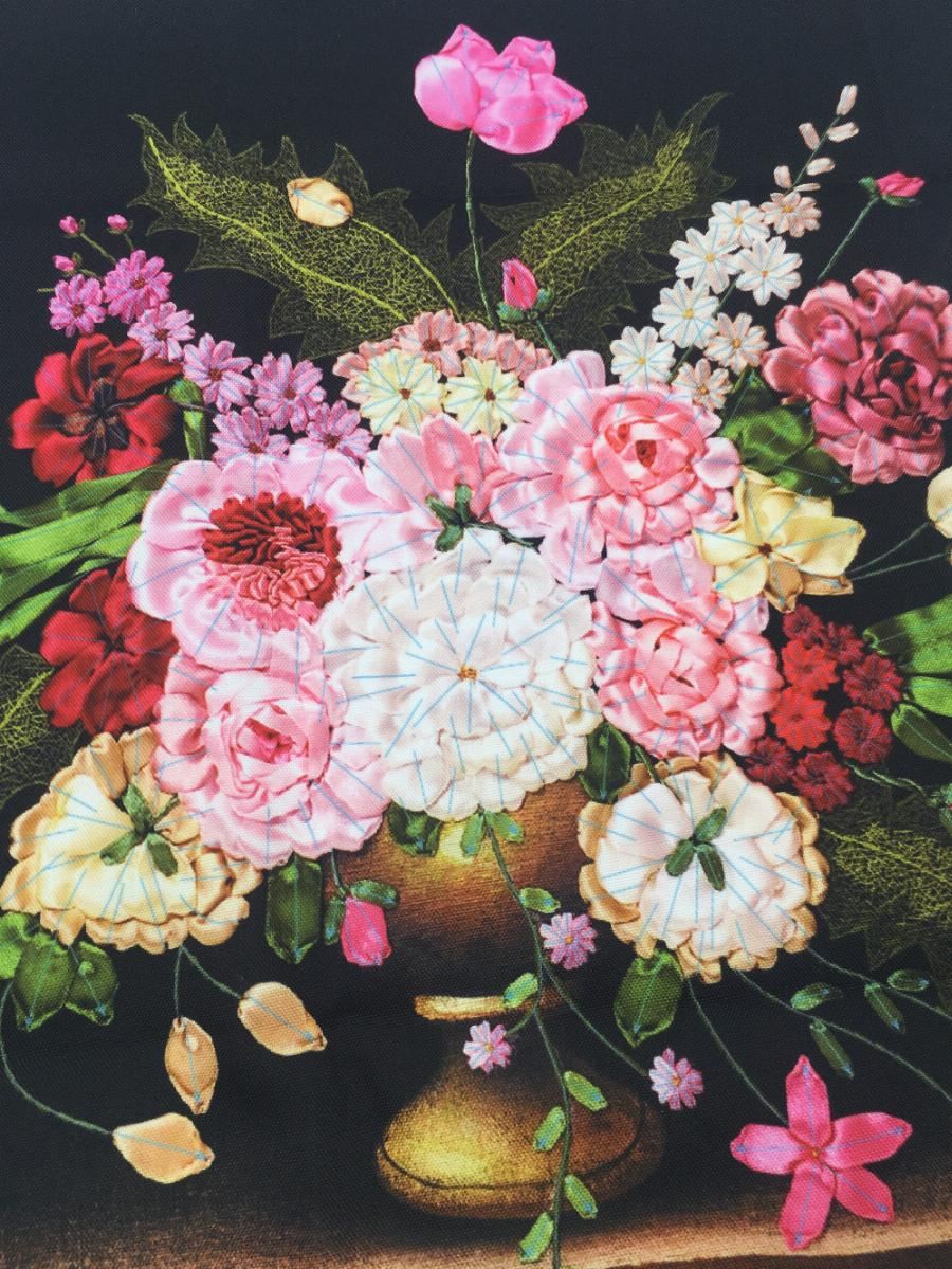 Ribbon Embroidery Flowers Patterns Diy 5060cm Cross Stitch Kits Sets Handmade Needlework Chinese 3d