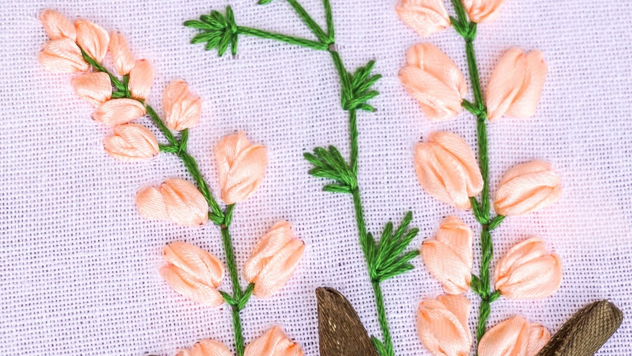 Ribbon Embroidery Flowers Patterns Hand Embroidery Flower Pattern With Ribbon Cotton Floss Threads Handiworks 85