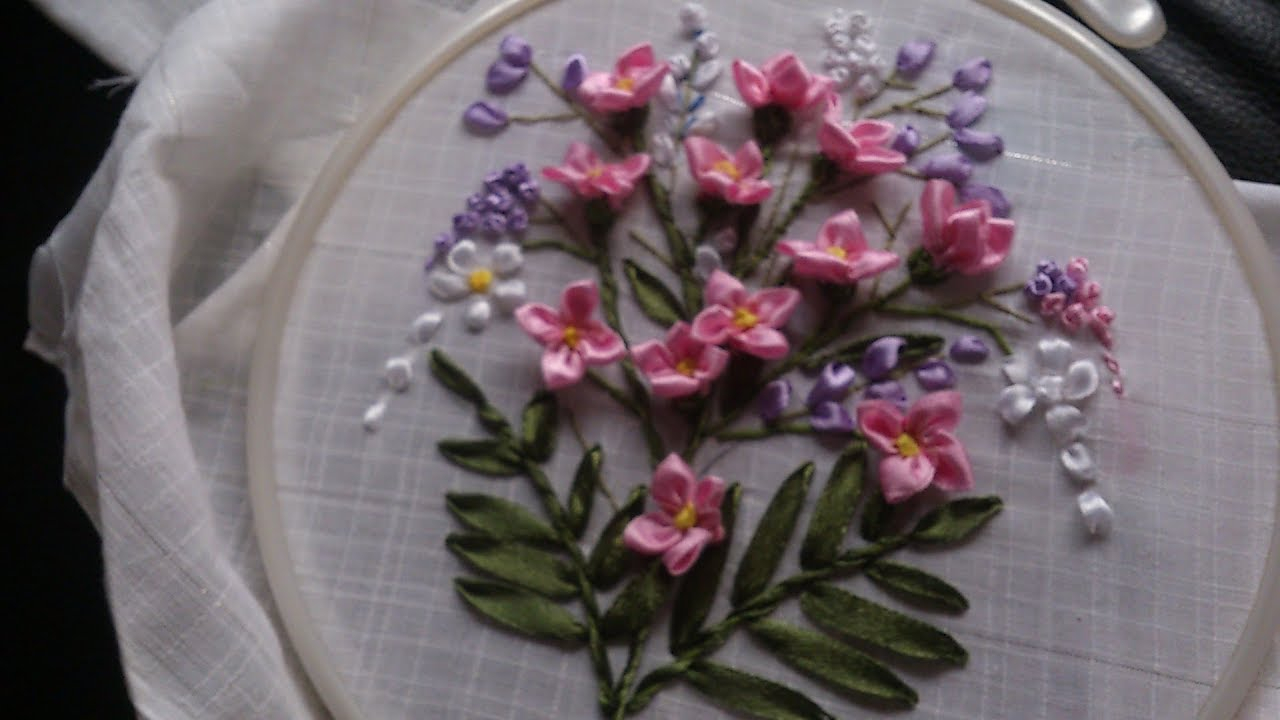 Ribbon Embroidery Patterns Videos Hand Embroidery Ribbon Work Embroidery Hand Ribbon Embroidery Flowers Step Step