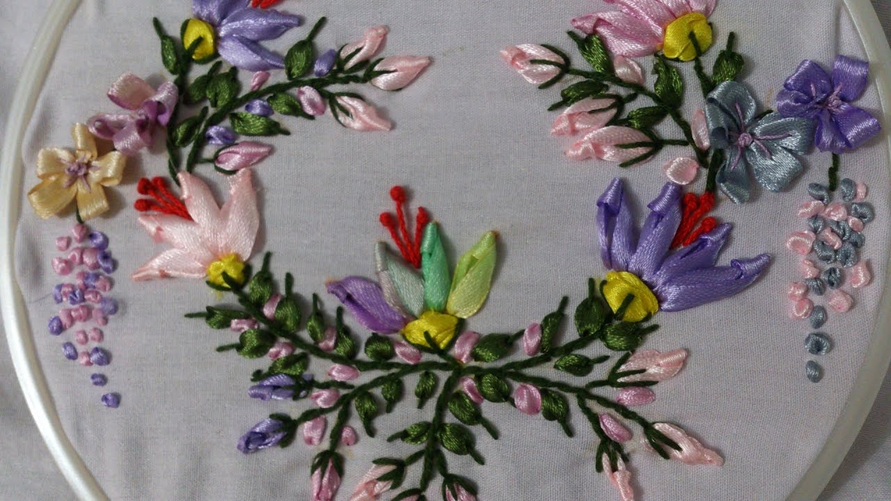 Ribbon Embroidery Patterns Videos Ribbon Embroidery Stitches Hand Tutorial Ribbon Embroidery Designs