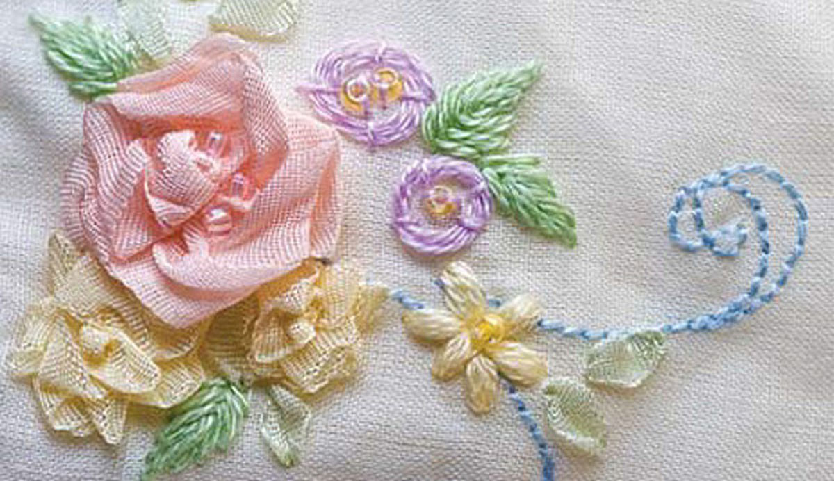 Ribbon Embroidery Patterns Videos Ribbon Flower Tutorial With Kari Mecca Martha Pullen