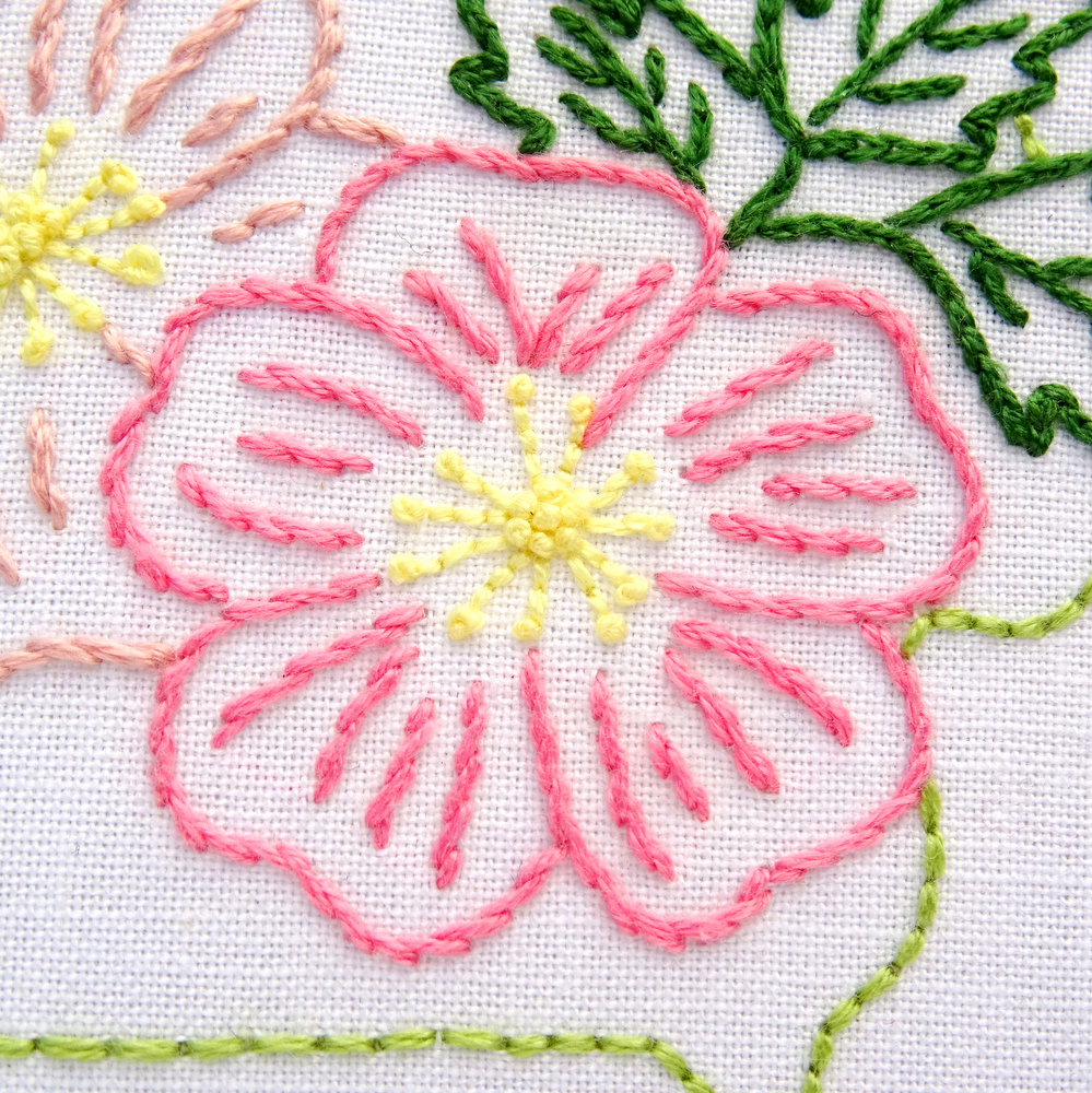 Rose Embroidery Pattern Iowa Flower Hand Embroidery Pattern Wild Prairie Rose