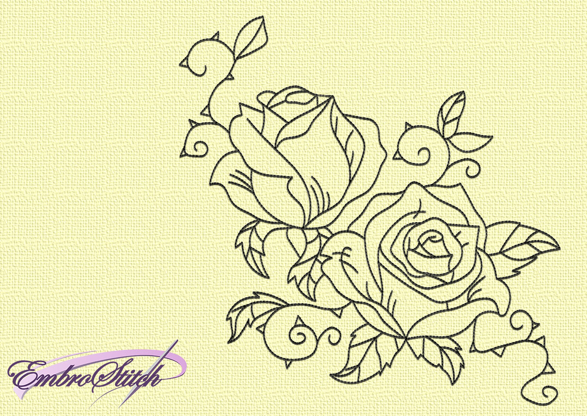 Rose Embroidery Pattern Rose Blossom Embroidery Design 3 Sizes