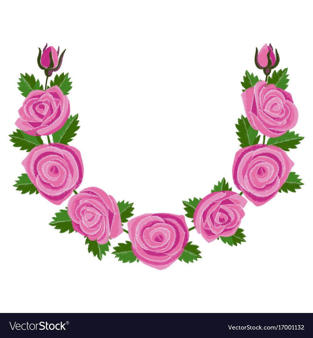 Rose Embroidery Pattern Roses Embroidery Circle Composition