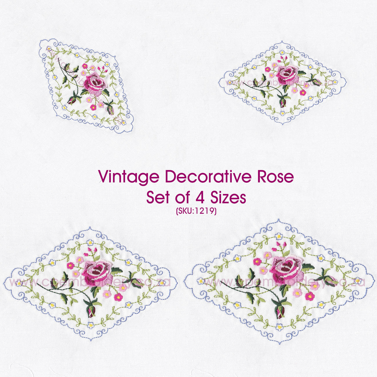 Rose Embroidery Pattern Vintage Decorative Floral Rose Design