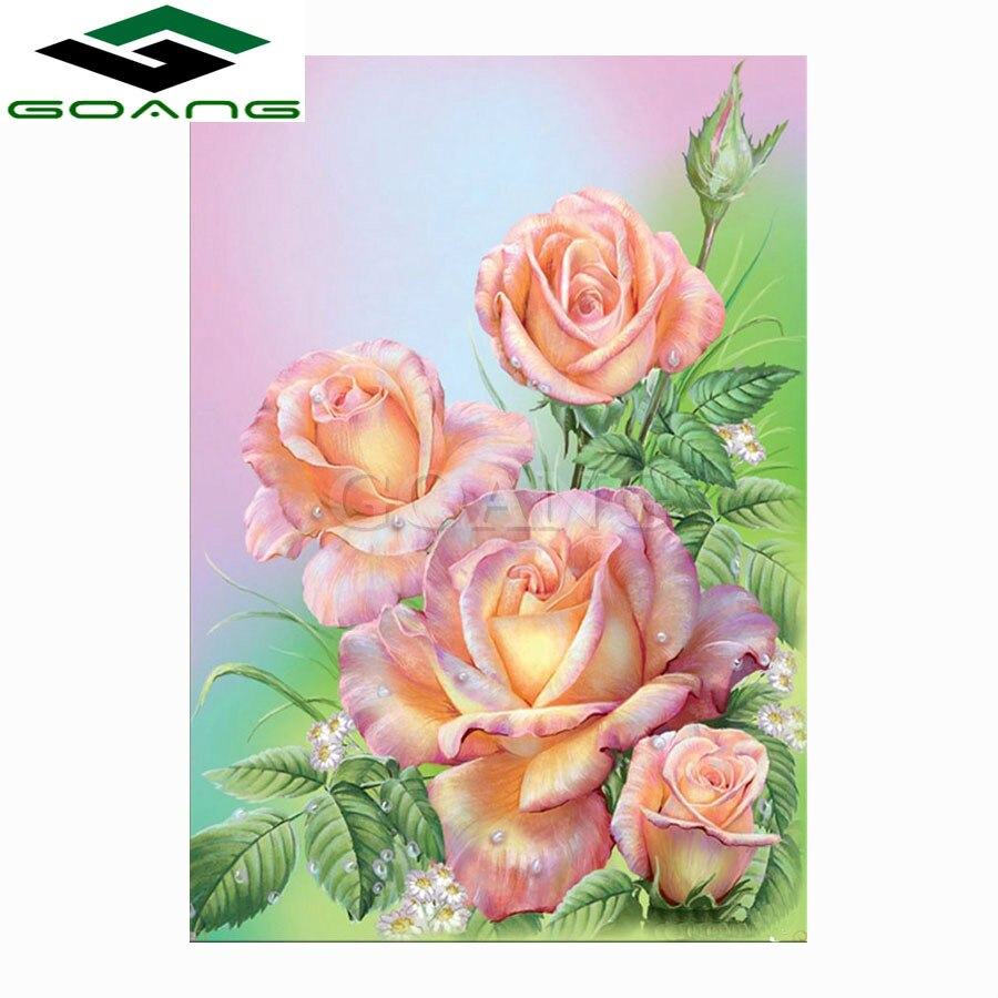 Rose Patterns For Embroidery Us 47 49 Offgoang Diy 5d Diamond Mosaic Pink Roses Diamond Painting Cross Stitch Kits Diamond Embroidery Flower Patterns Rhinestones Arts In