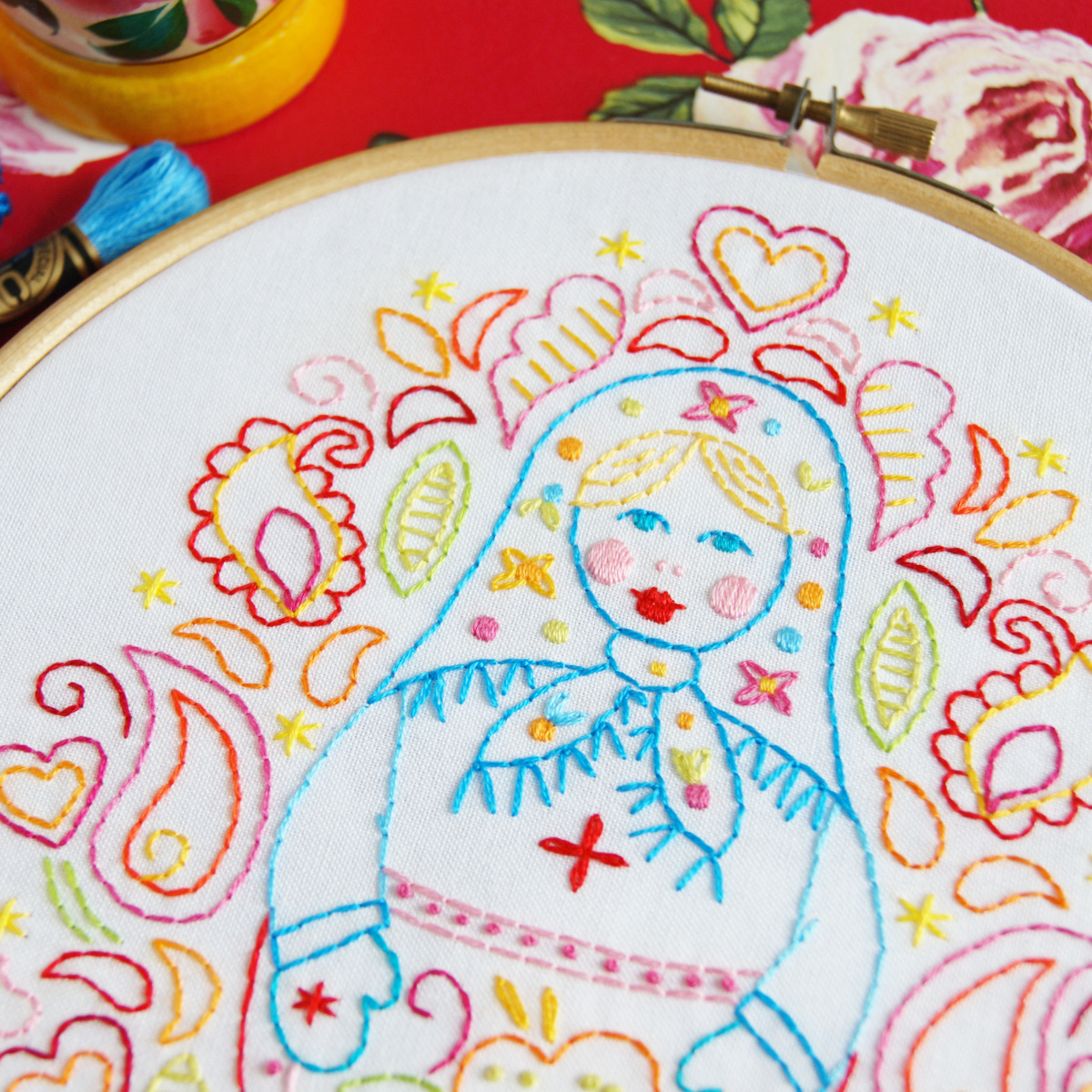Russian Embroidery Patterns Matryoshka Russian Doll Embroidery Pattern Polka Bloom