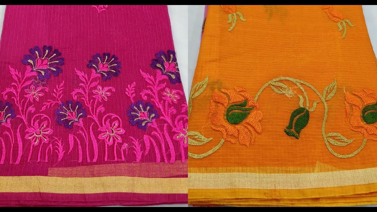 Saree Embroidery Patterns Thread Embroidery Work Kota Cotton Doria Sarees Embroidery Designscotton Sareekota Saree