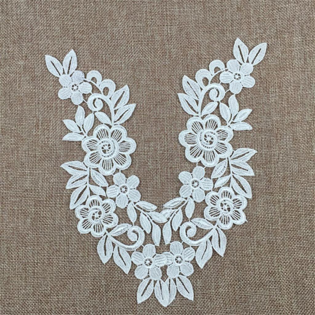 Sequin Embroidery Patterns Prettyia 1 Pair White Bridal Lace Applique Floral Fabric Embroidered Lace Sew On