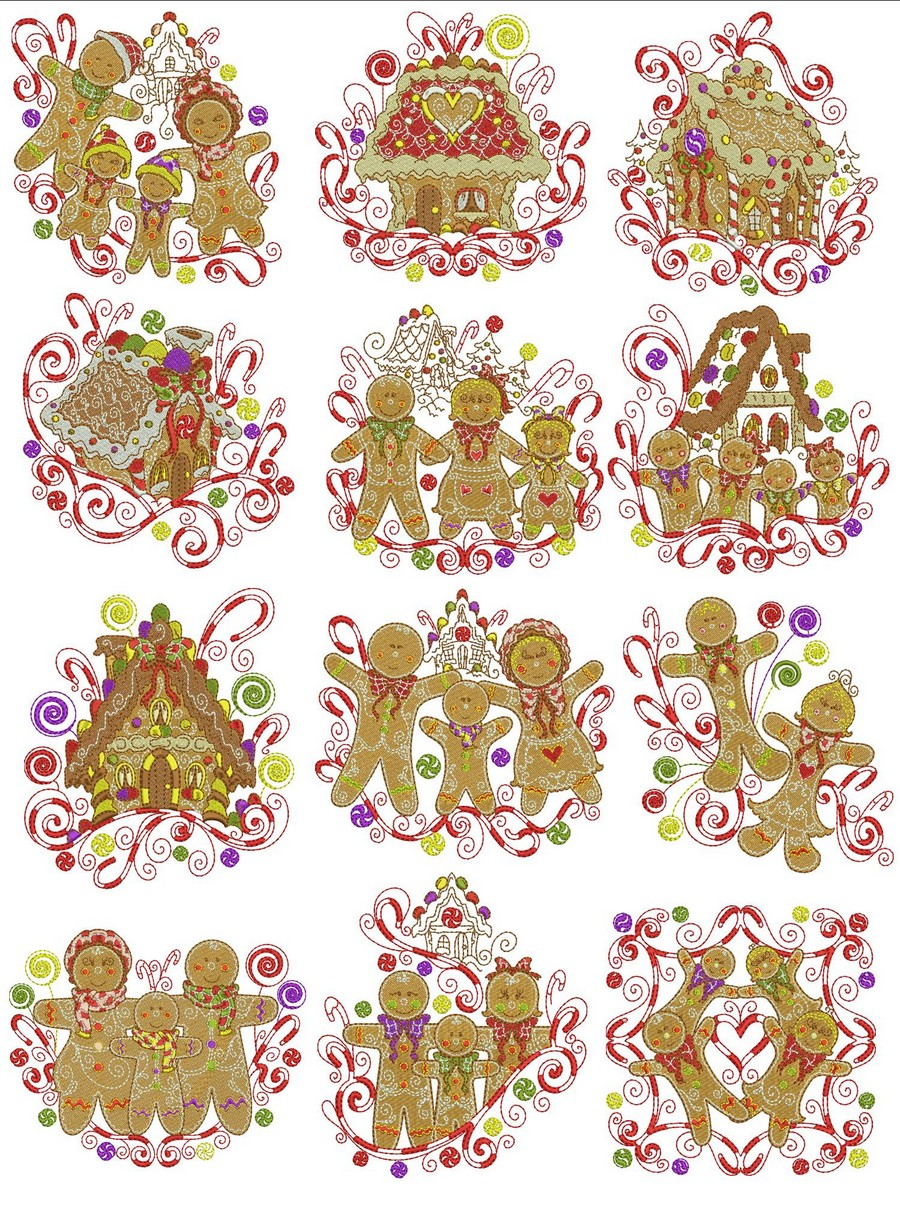 Sewing Machine Embroidery Patterns Gingerbread Family