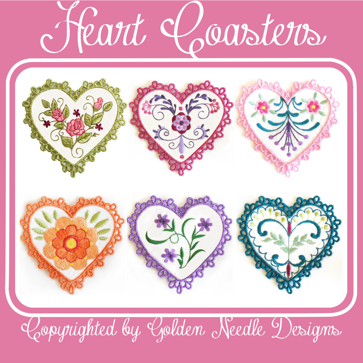 Sewing Machine Embroidery Patterns Heart Coasters Sew In The Hoop Machine Embroidery Designs 1299