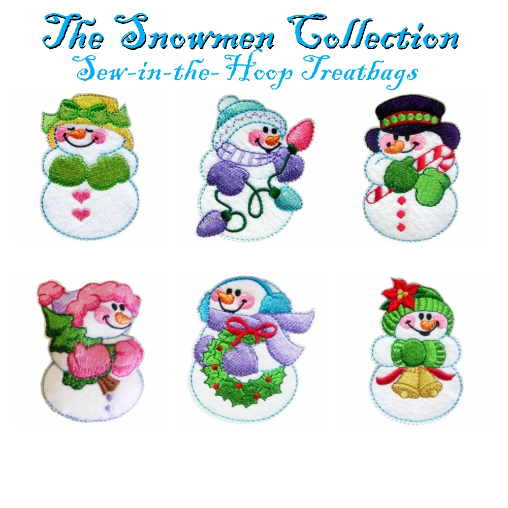 Sewing Machine Embroidery Patterns Snowmen Sew In The Hoop Treatbags Embroidery Designs Collection