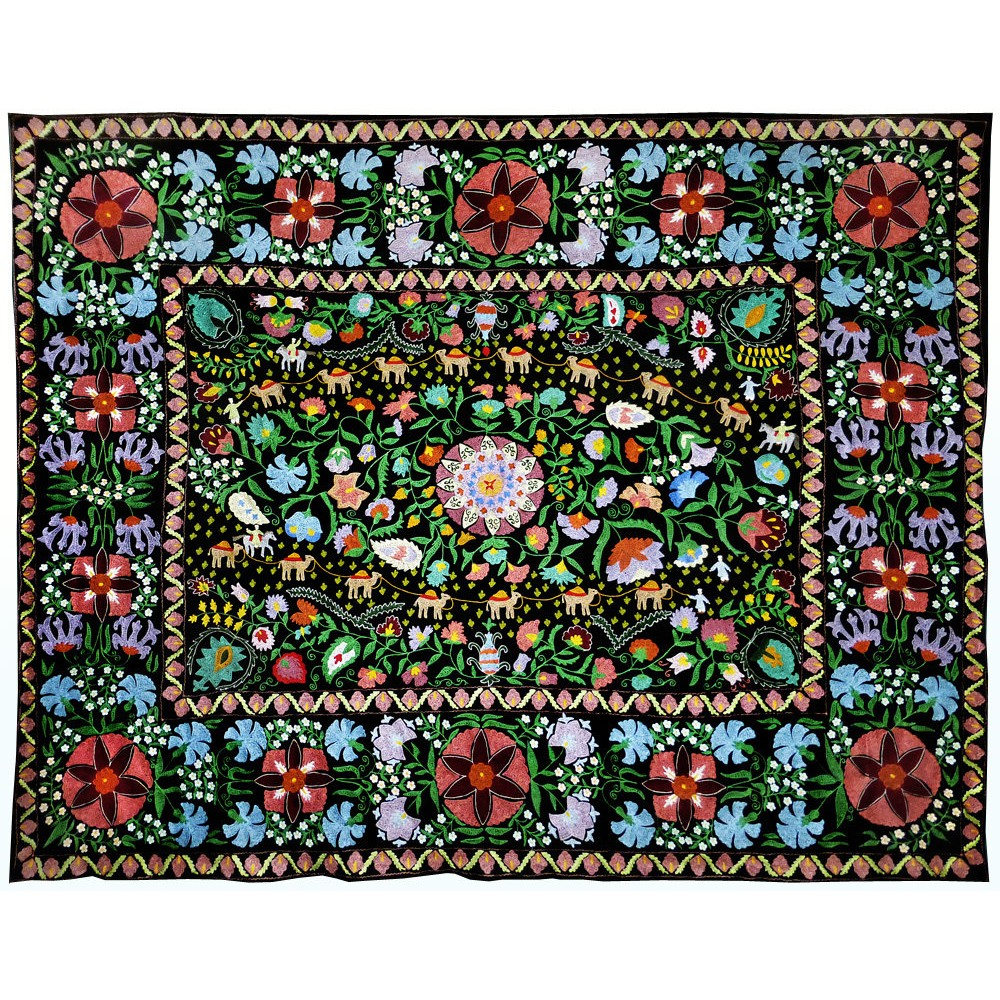 Silk Embroidery Patterns Free Vintage Wonderful Uzbek Tajik Large Silk Embroidery Suzani Great