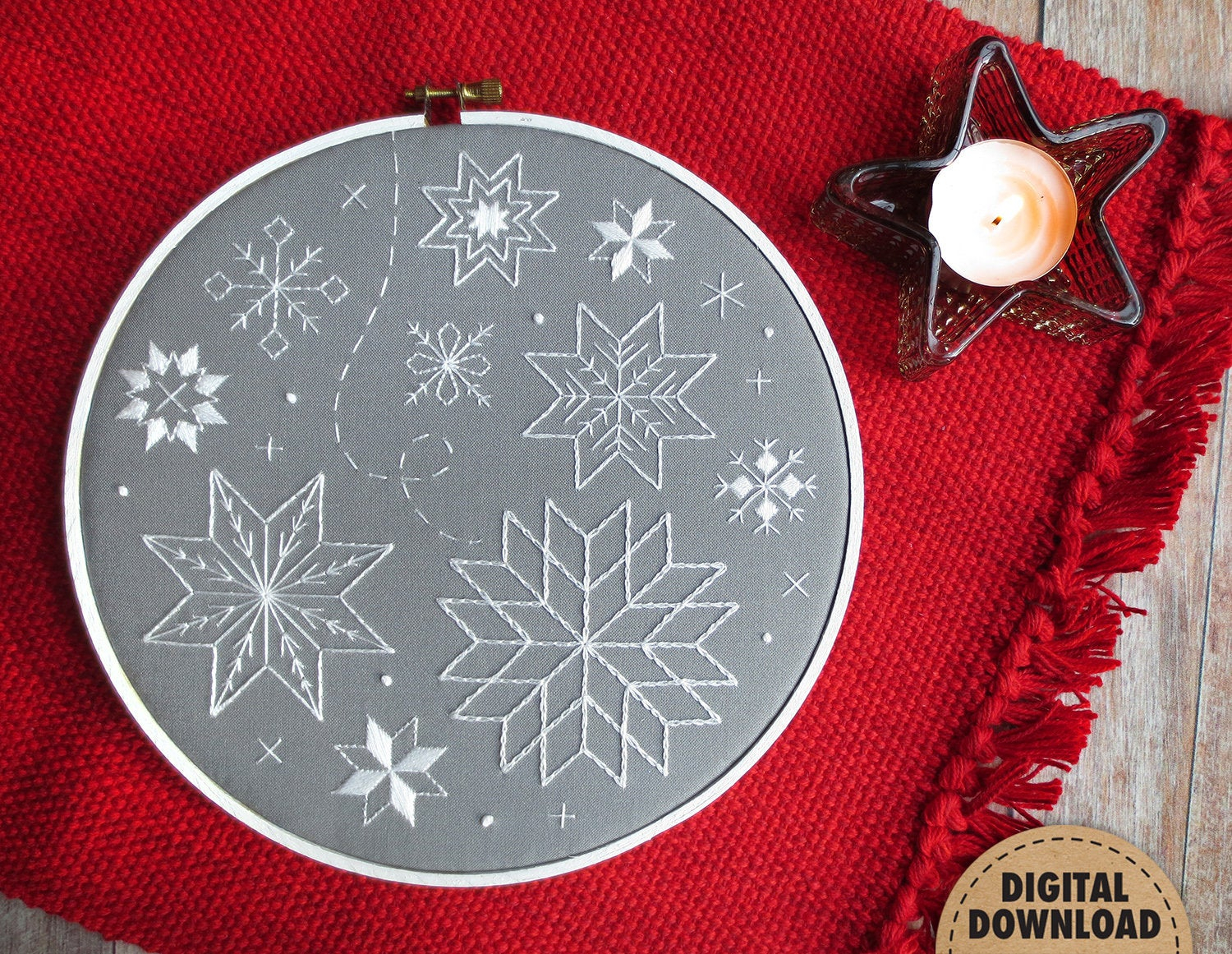 Snowflake Embroidery Pattern Snowflake Embroidery Pattern Downloadable Pattern Snowflakes Winter Decor Stitch Sampler Hand Embroidery Pattern Neutral Christmas