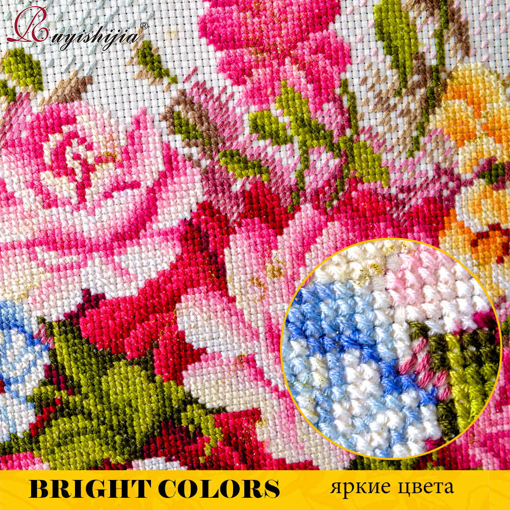 Stamped Embroidery Patterns Ruyishijia Needlecrafts Stamped Cross Stitch Kits With Pre Printed Flowers Pattern For Beginners Starter Embroidery Pattern