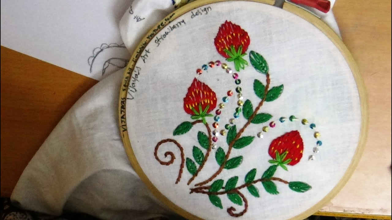 Strawberry Embroidery Pattern Beautiful Embroidery Design Strawberry With Lazy Daisy Stitch
