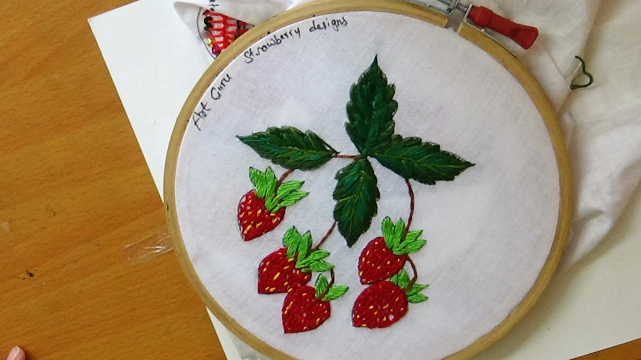 Strawberry Embroidery Pattern Hand Embroidery Art Beautiful Strawberry Design With Back Buttonhole Stitch
