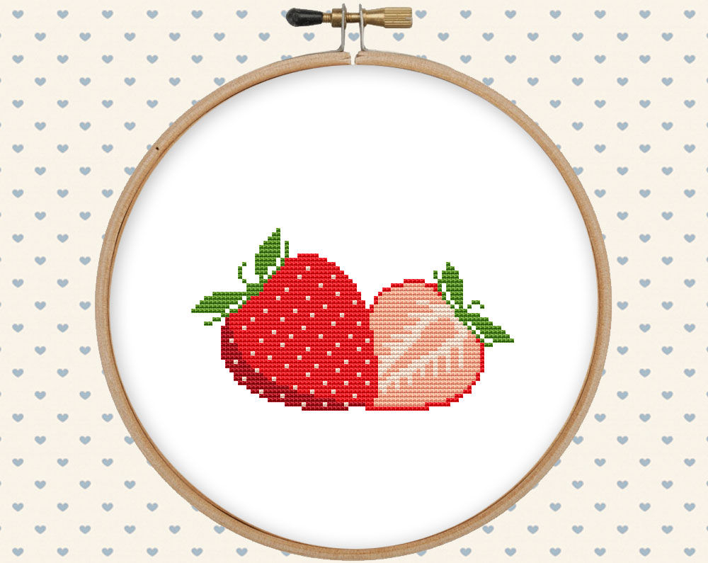 Strawberry Embroidery Pattern Strawberry Berry Cross Stitch Pattern Pdf Red Summer Food Fruit Kitchen Embroidery Pattern Instant Digital Download Cs121