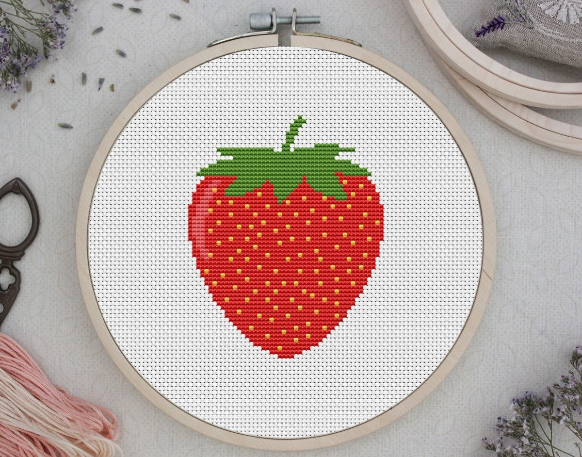 Strawberry Embroidery Pattern Strawberry Cross Stitch Pattern Berry Embroidery Pattern Strawberry Xstitch Digital Format Pdf Counted Cross Stitch Xstitch Fruit Pattern