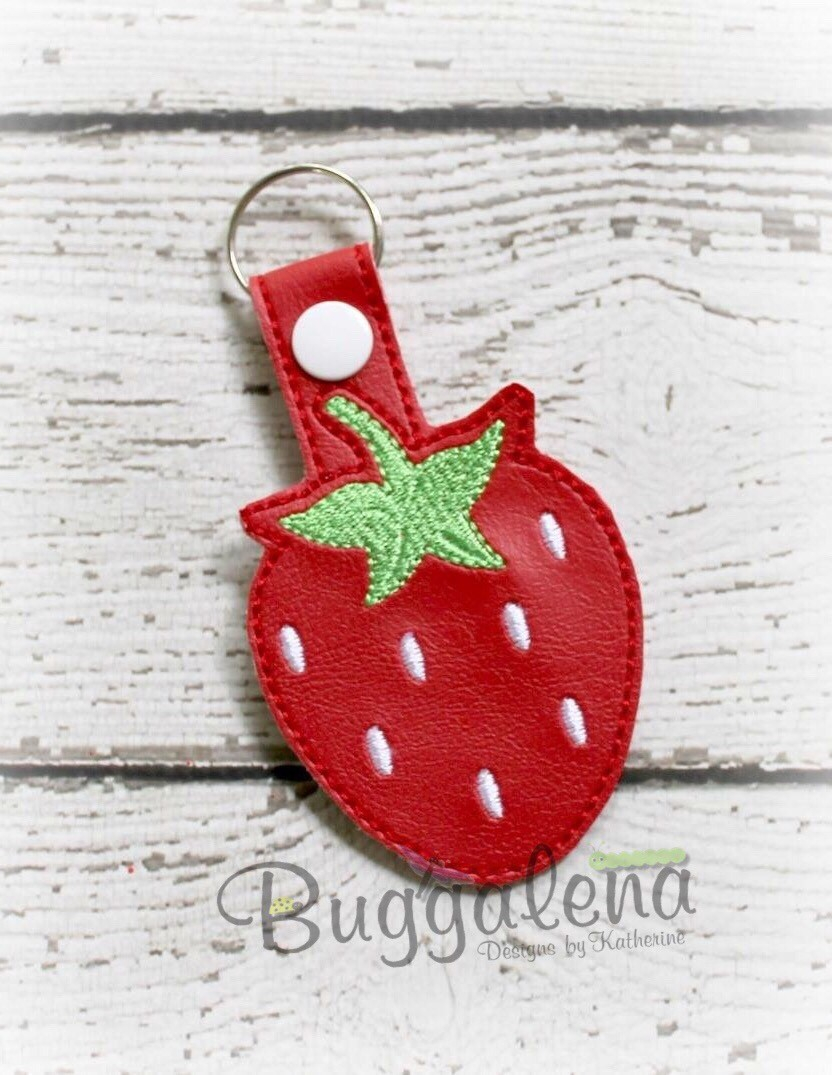 Strawberry Embroidery Pattern Strawberry Snap Tab Key Fob Embroidery Design