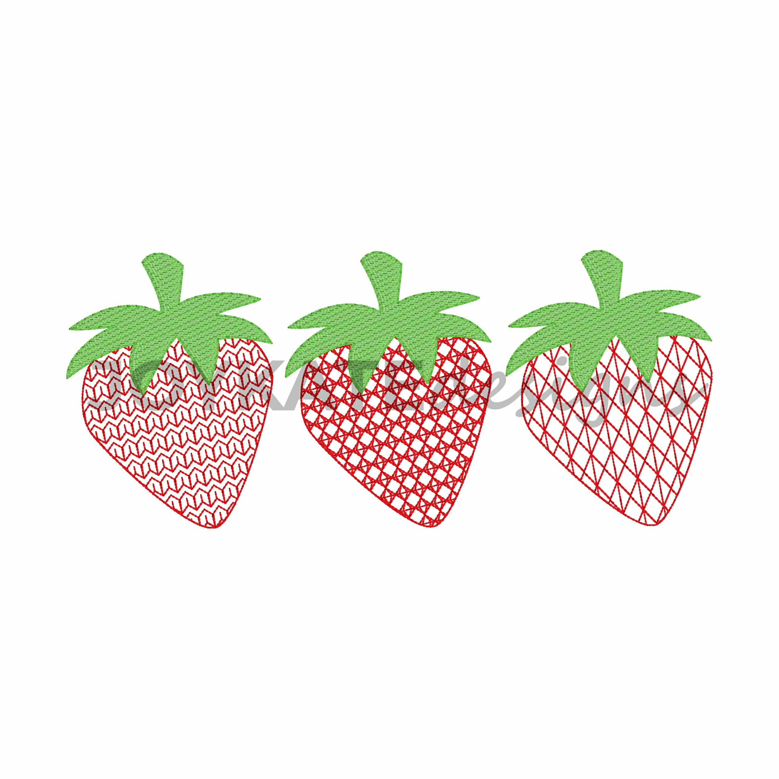 Strawberry Embroidery Pattern Strawberry Trio Filled Stitch Embroidery Design