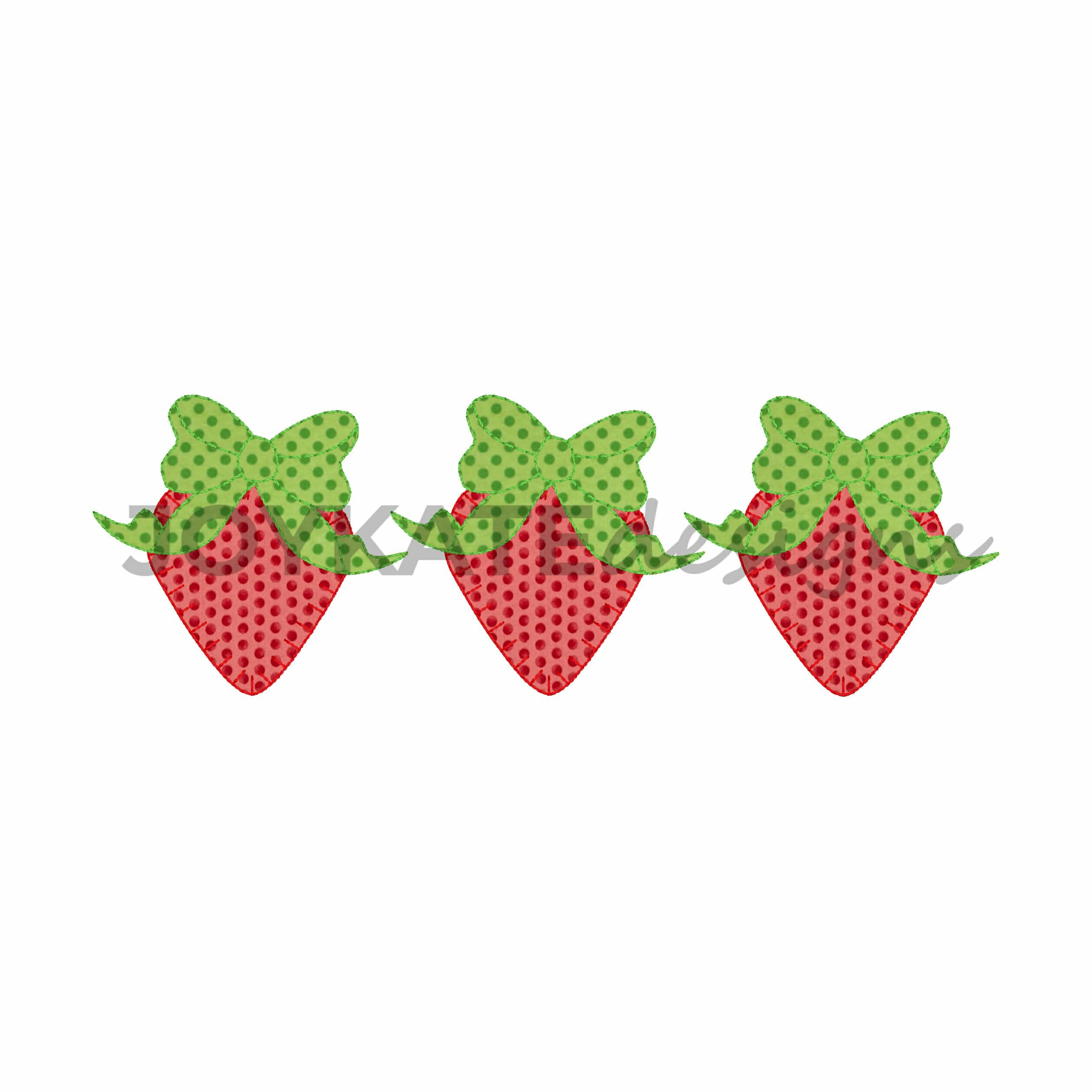 Strawberry Embroidery Pattern Strawberry With Bow Trio Applique Embroidery Design
