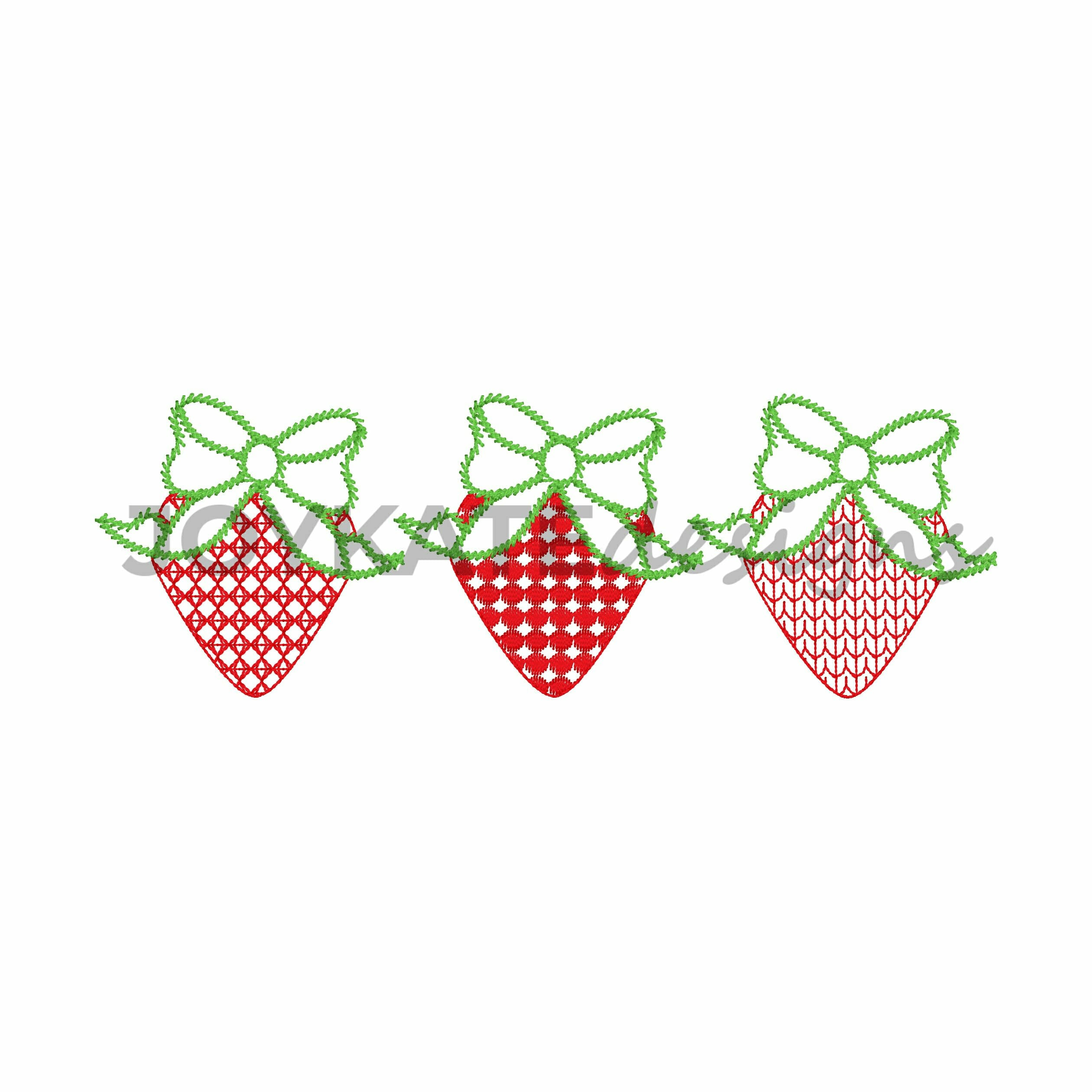 Strawberry Embroidery Pattern Strawberry With Bow Trio Filled Stitch Embroidery Design