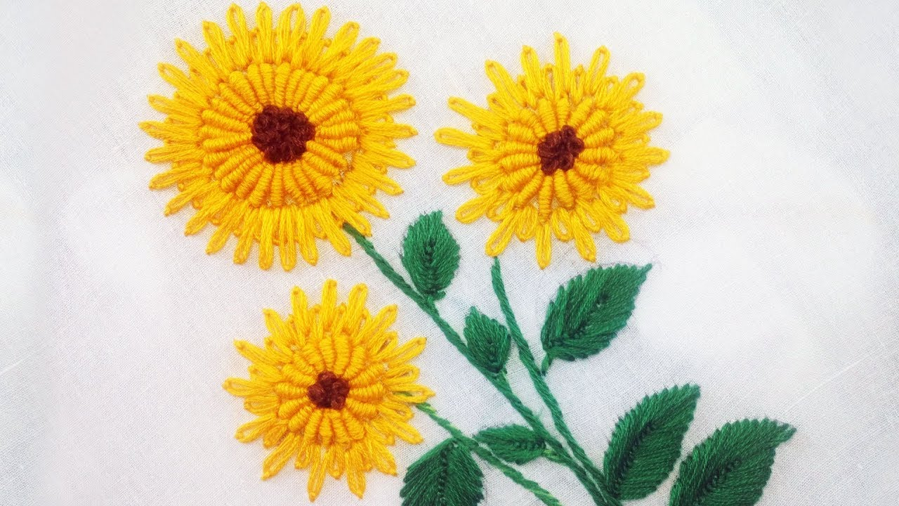Sunflower Embroidery Pattern Sunflower Embroidery Hand Embroidery Designs New Tutorial 5