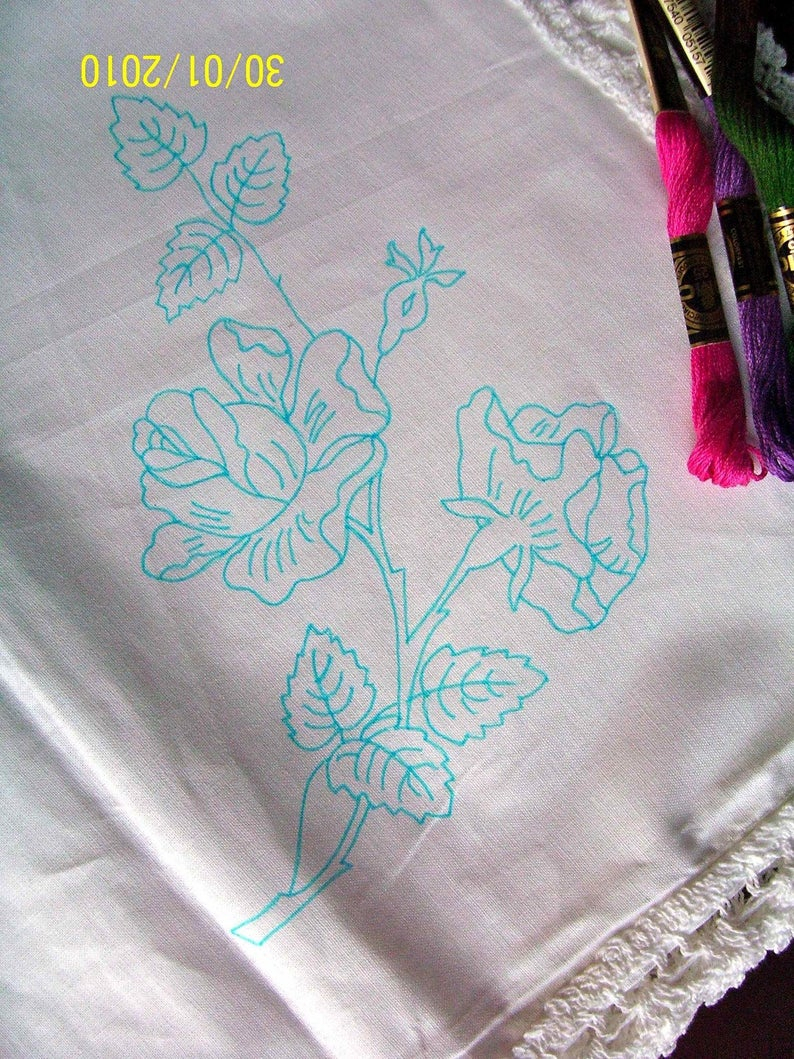 Tablecloth Hand Embroidery Patterns Diy Hand Embroidery Table Cloth Ready To Embroider With A Rose Embroidery Pattern