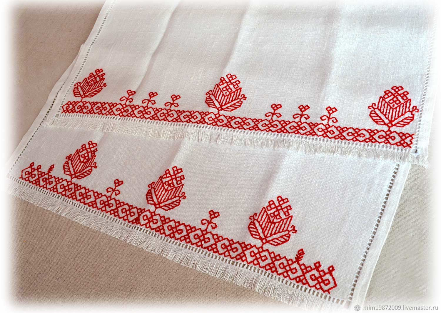Tablecloth Hand Embroidery Patterns Track Towel Hand Embroidery Hemstitch White Linen Red Shop Online On Livemaster With Shipping Gmzv7com Krasnodar