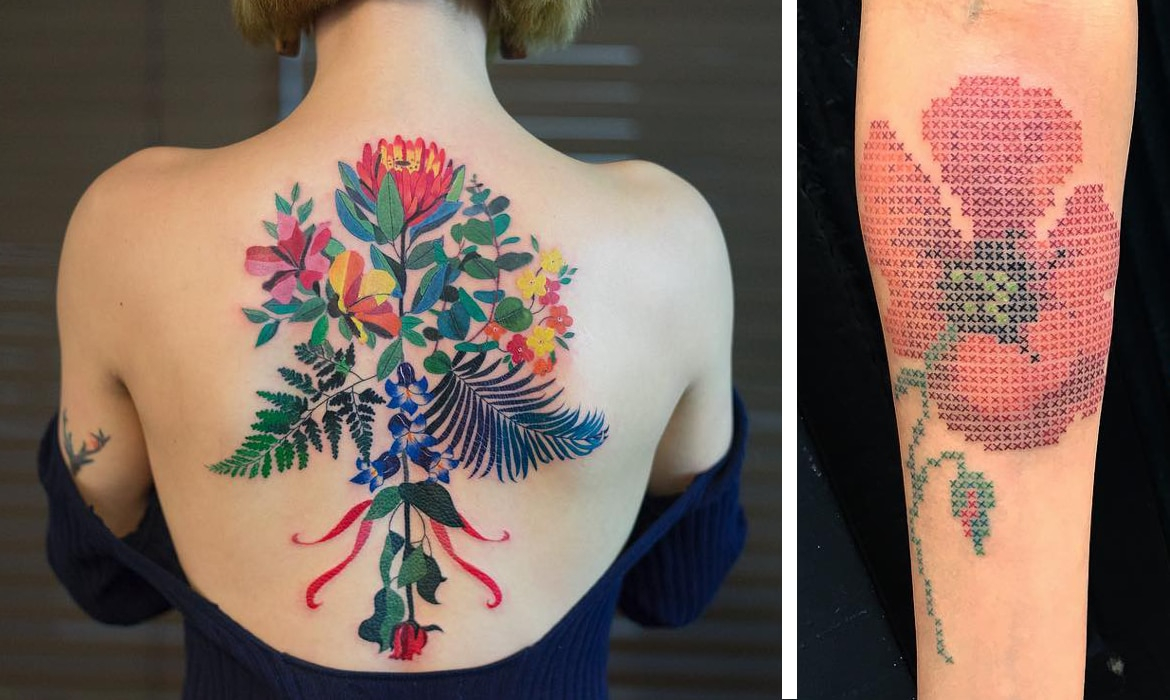 Tattoo Embroidery Patterns Floral Tattoo Artists Who Capture The Diverse Beauty Of Blooms