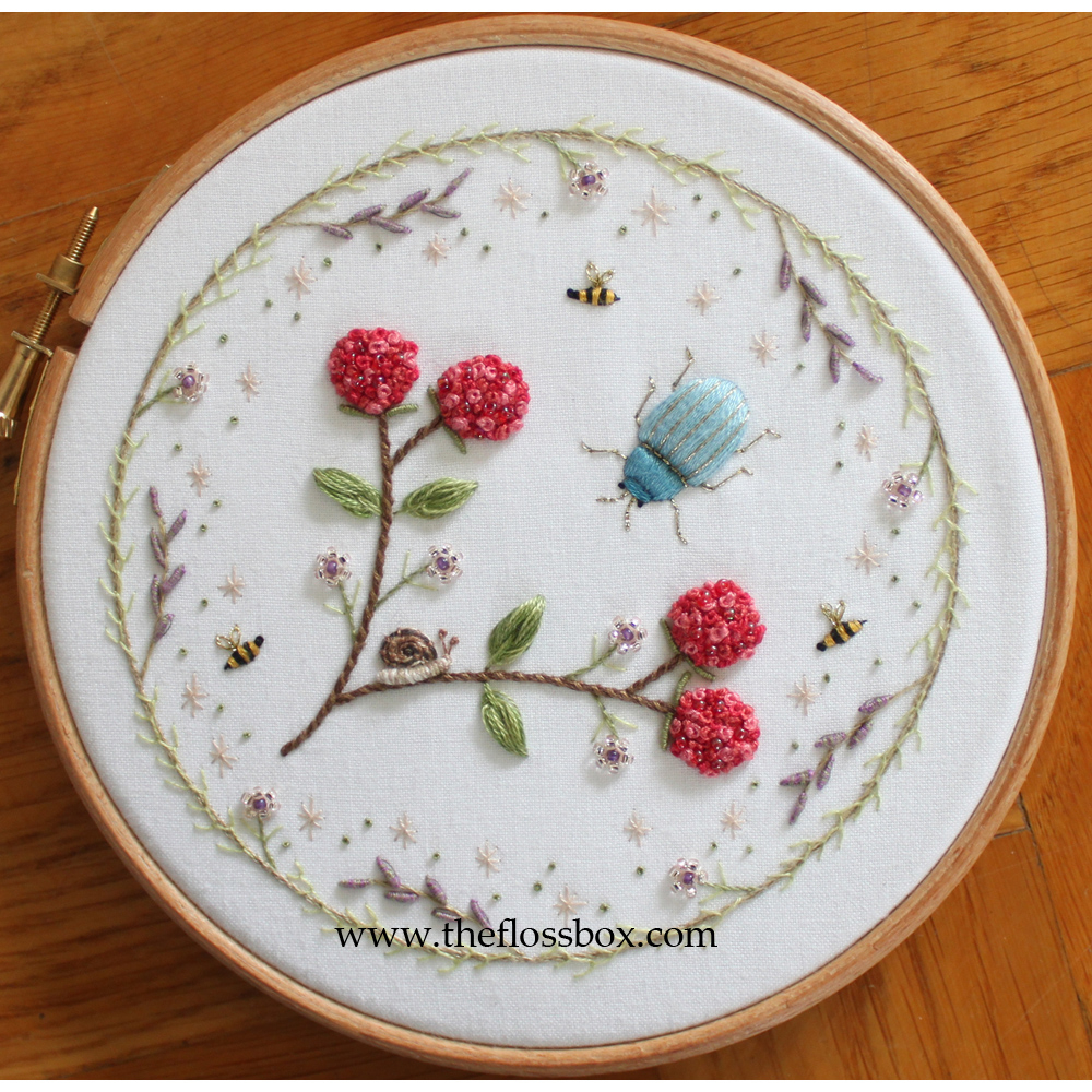 The Floss Box Embroidery Patterns Beetle And Berries Stumpwork