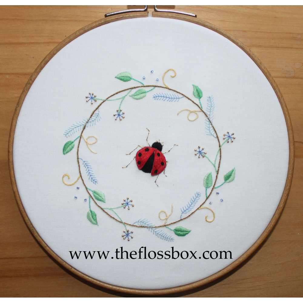 The Floss Box Embroidery Patterns Ladybug Wreath Stumpwork