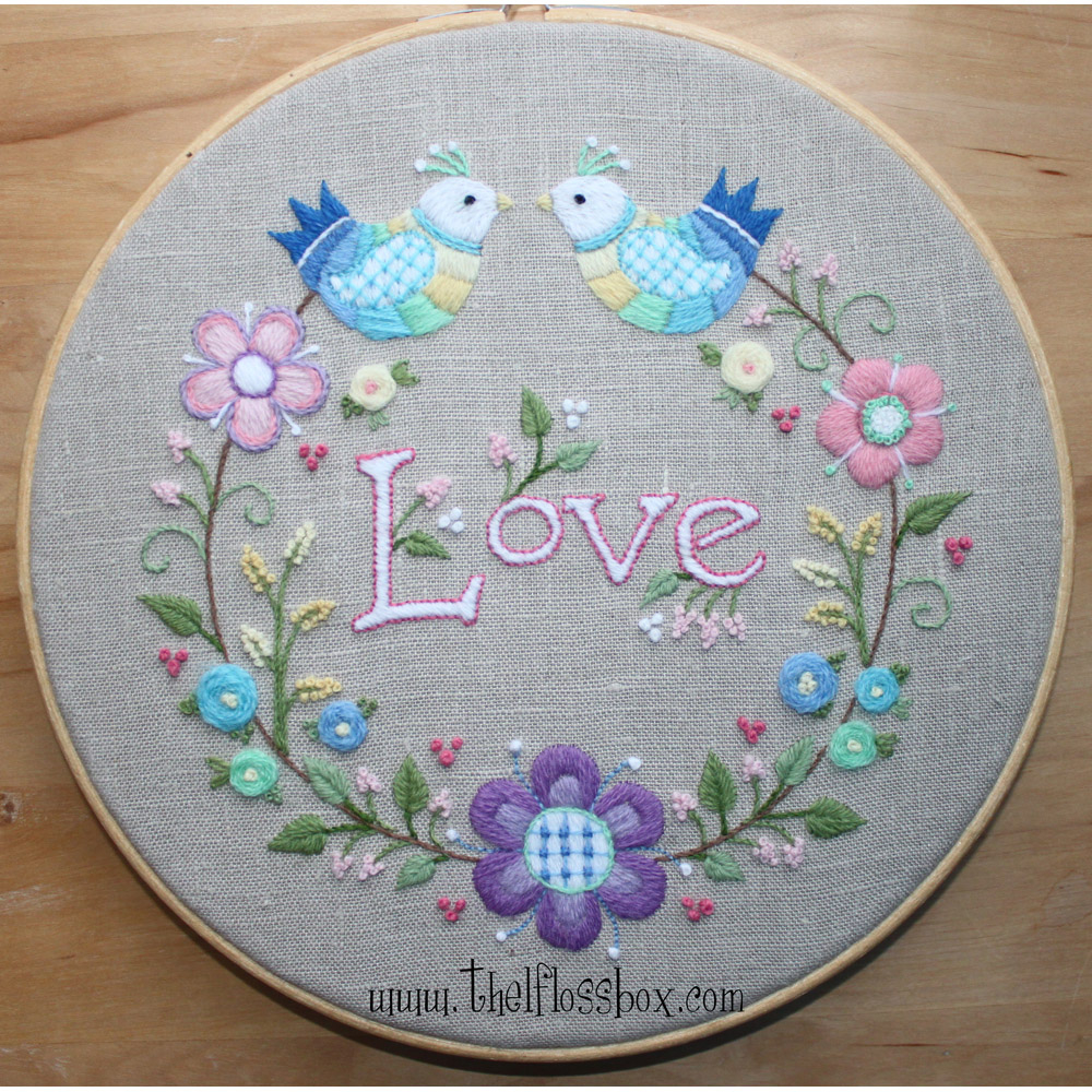The Floss Box Embroidery Patterns Love Crewel Embroidery Kit