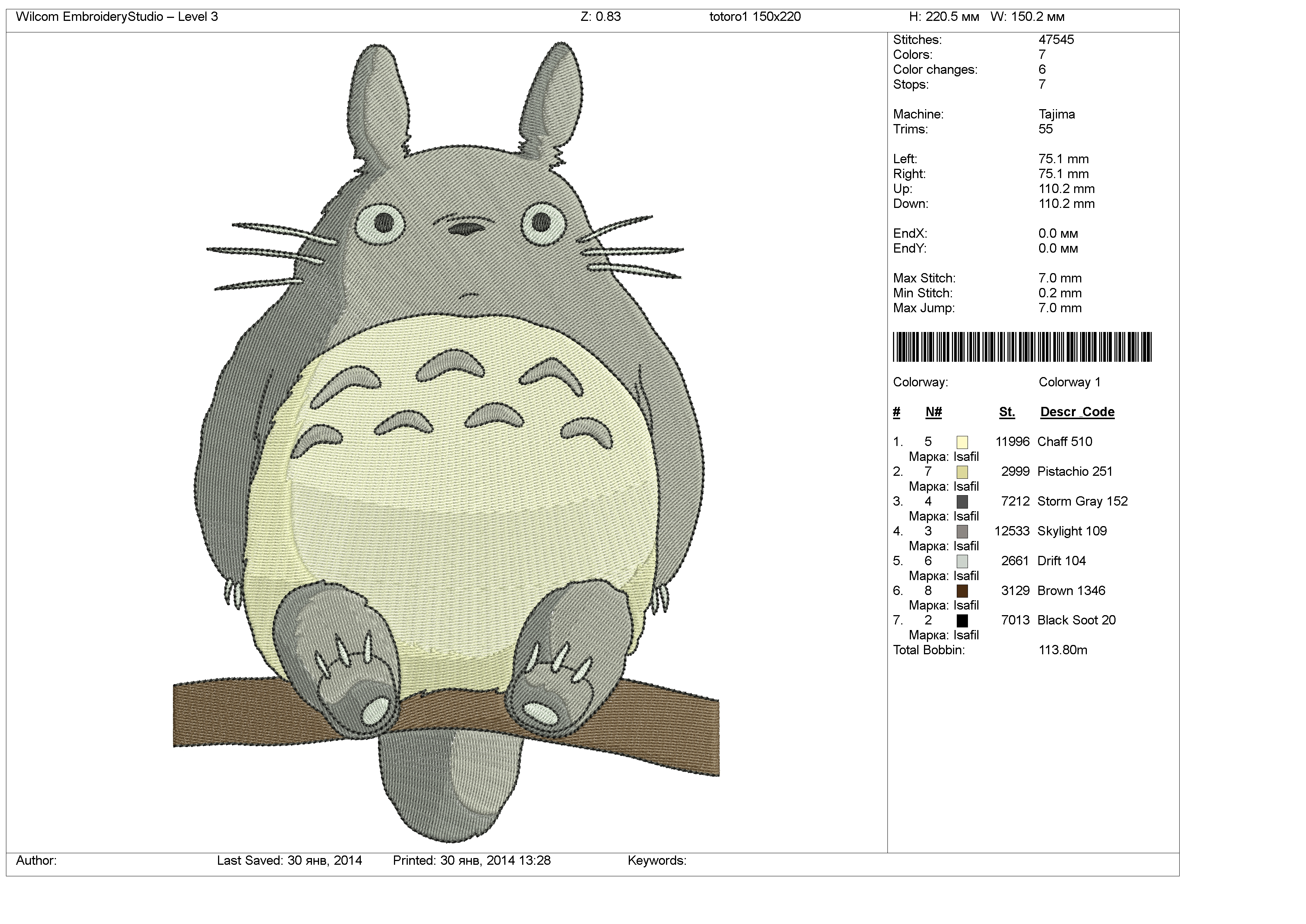 Totoro Embroidery Pattern Machine Embroidery Designs Totoro Japanese Animation