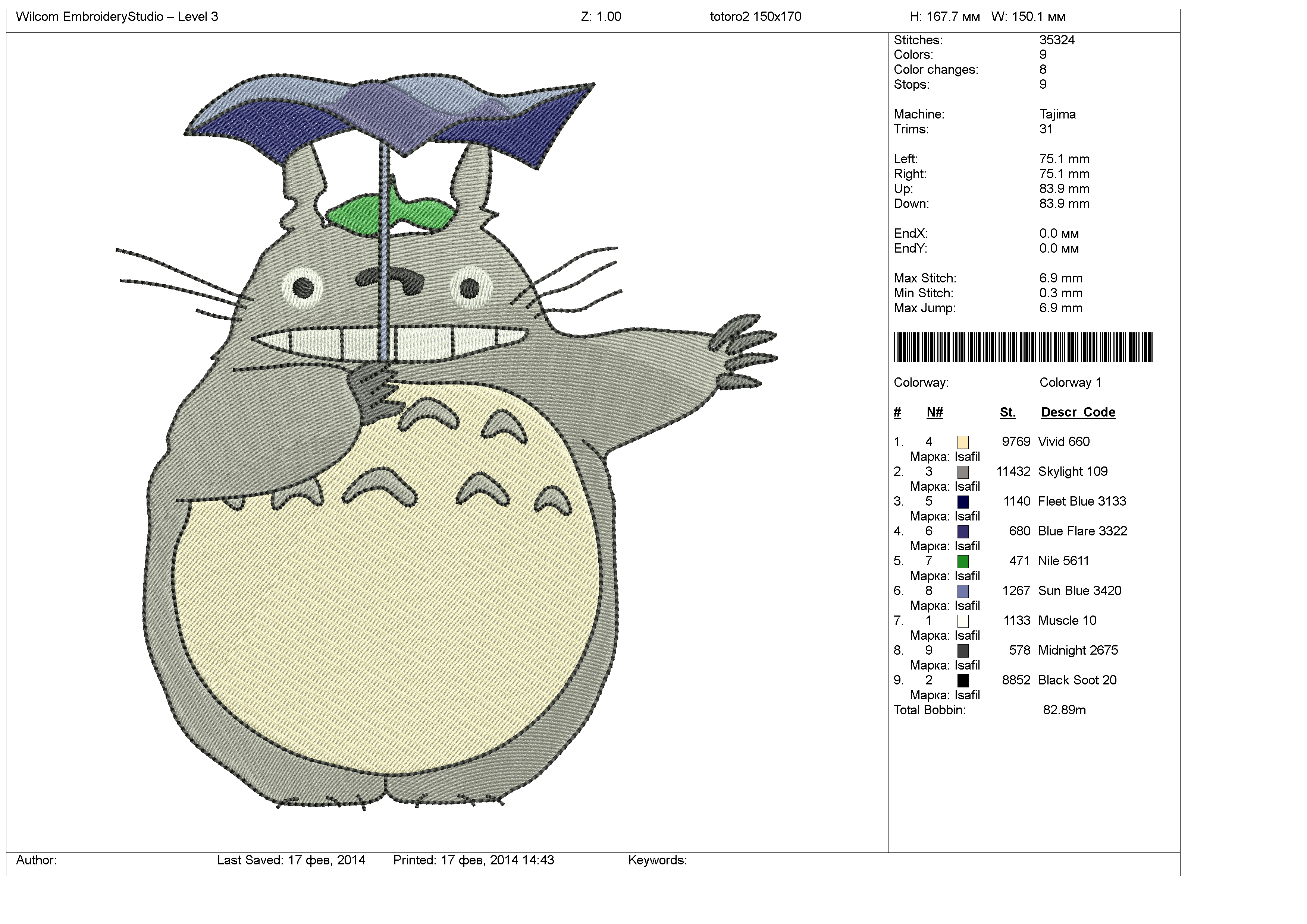 Totoro Embroidery Pattern Machine Embroidery Designs Totoro Japanese Animation