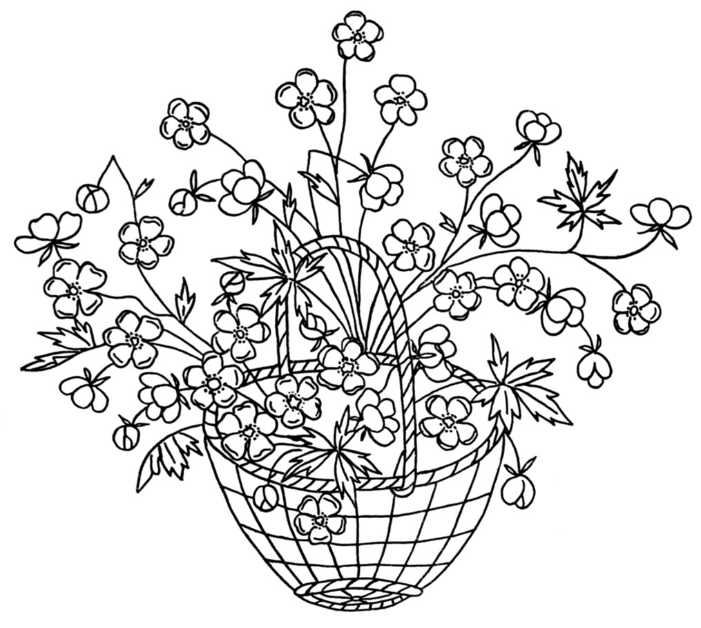 Transfer Embroidery Pattern Basket Of Flowers Embroidery Pattern Flowers Healthy