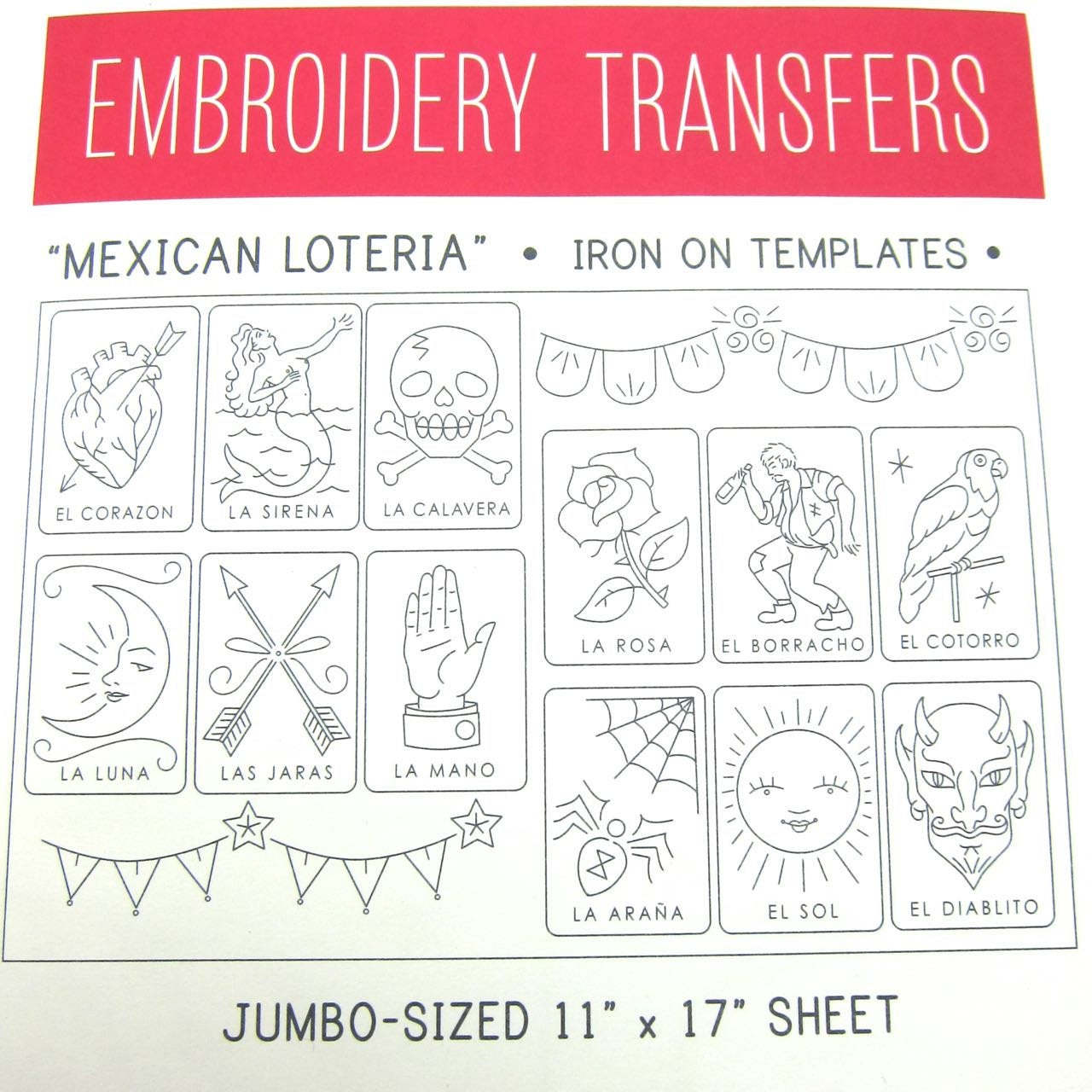Transfer Embroidery Pattern Embroidery Pattern Sublime Stitching Iron On Transfer Hand Embroidery Pattern Mexican Loteria Big Sheet