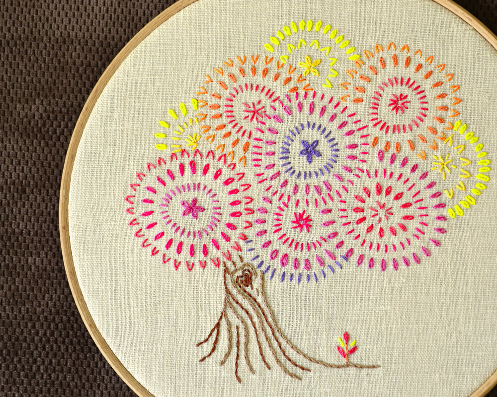 Tree Of Life Embroidery Pattern Embroidery Pattern Beginner Pdf Fall Tree Colorful Foliage Bonsai Tree Naiveneedle