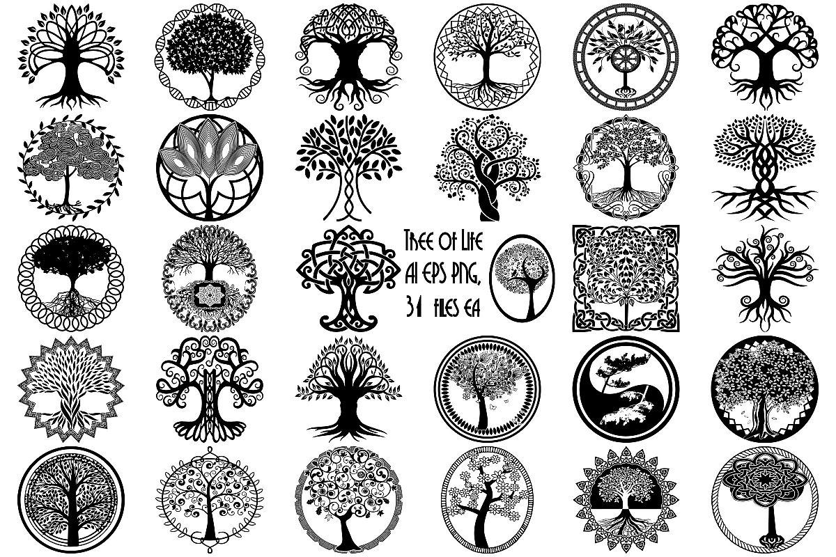 Tree Of Life Embroidery Pattern Tree Of Life Silhouettes Ai Eps Vector Png