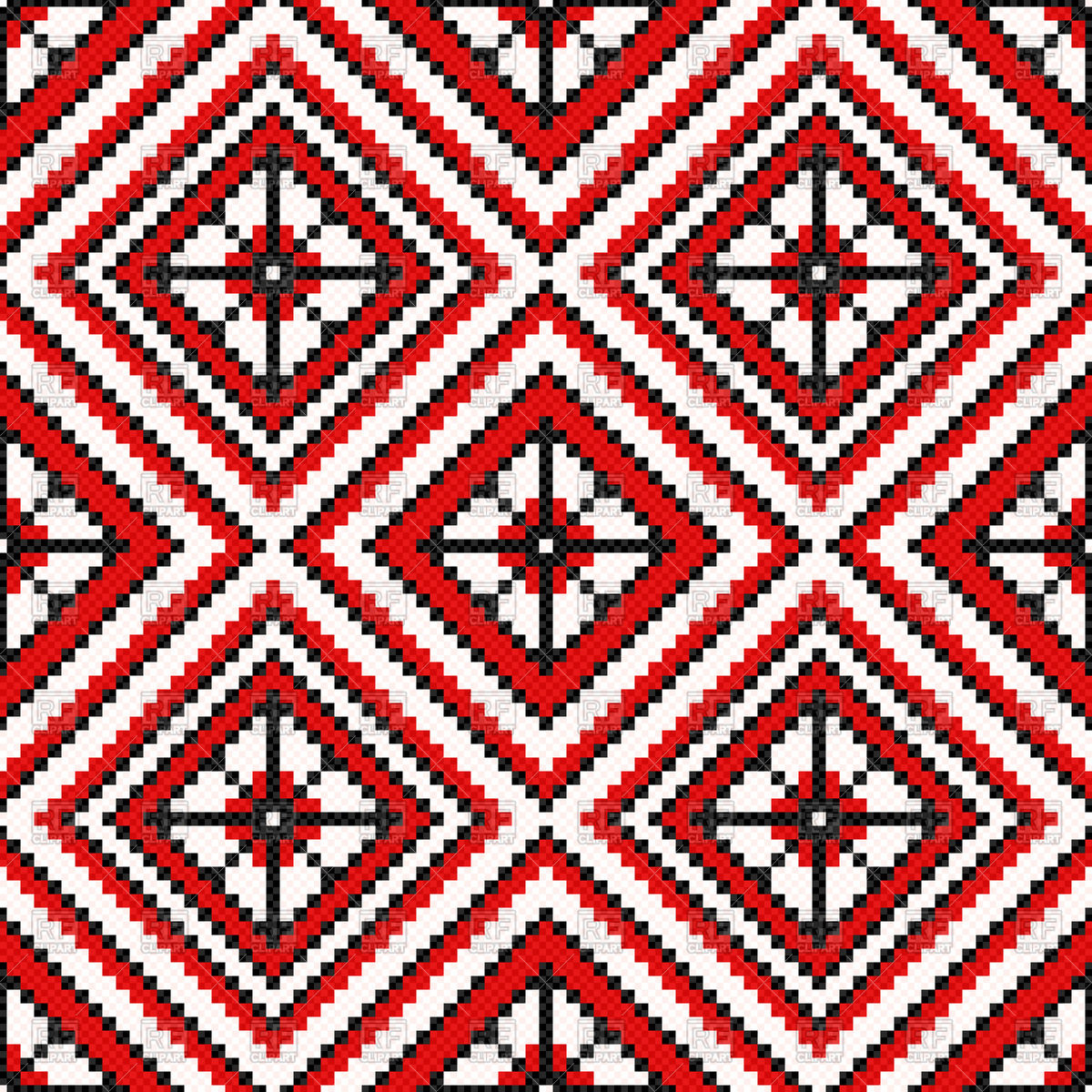 Ukrainian Embroidery Patterns Ethnic Ukrainian Geometric Embroidery In Red And Black Hues Seamless Pattern Stock Vector Image