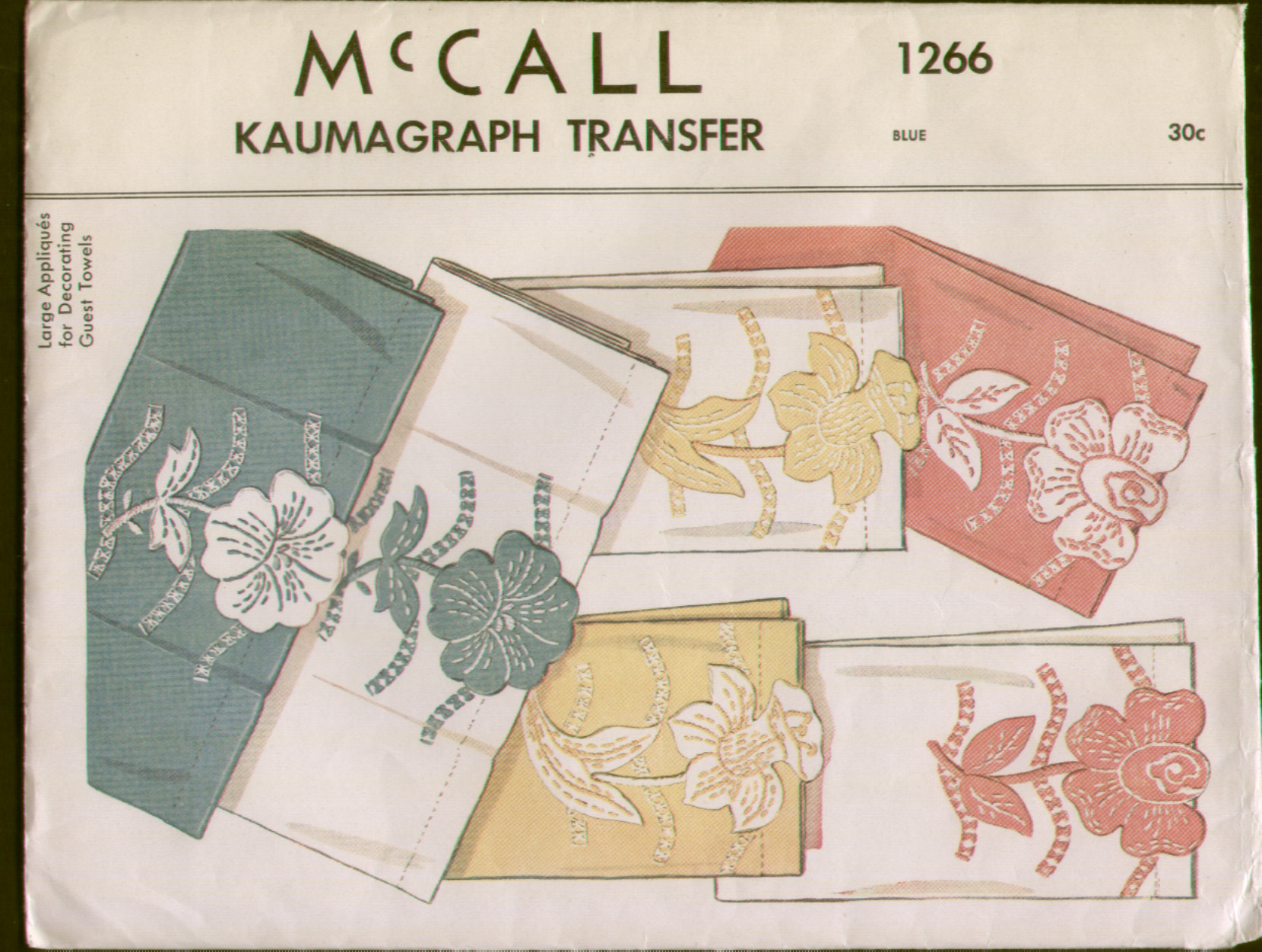 Vintage Embroidery Transfer Patterns Mccalls 1266 Vintage 1940s Applique Embroidery Transfer Flowers