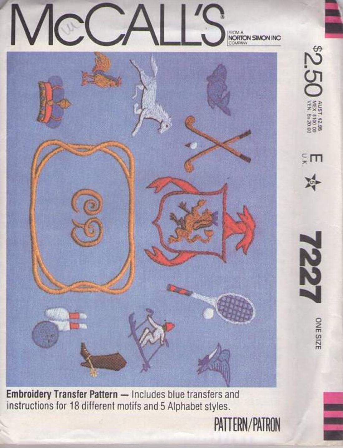 Vintage Embroidery Transfer Patterns Mccalls 7227 Vintage 70s Sewing Pattern Sporty Sports Motif Embroidery Transfers Monogram Alphabet Tennis Golf Skeeing Bowling More