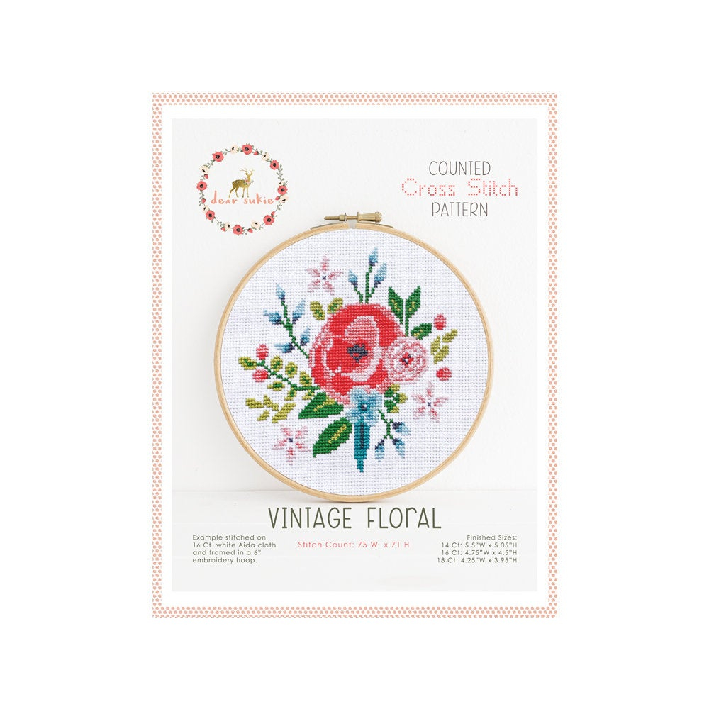 Vintage Floral Embroidery Patterns Counted Cross Stitch Pattern Vintage Floral Cross Stitch Diy