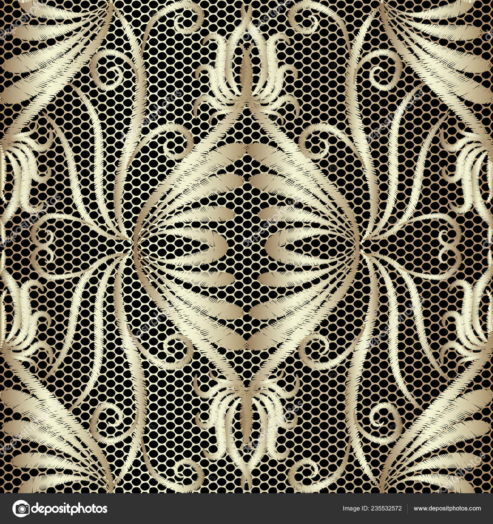 Vintage Floral Embroidery Patterns Lace Textured Vintage Floral Embroidery Seamless Pattern Vector