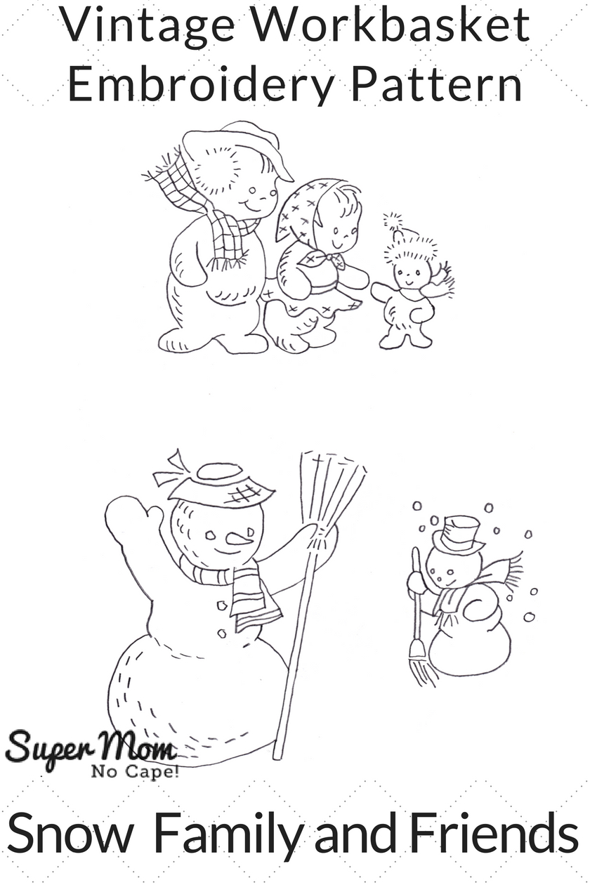 Vintage Hand Embroidery Patterns Snow Family And Snowmen Friends Embroidery Patterns Super Mom No